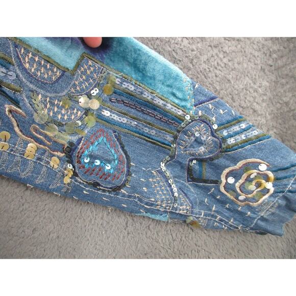 Chico's Design Embroidered Embellished Size 2 (Large) Boho Denim Jacket - Picture 11 of 16